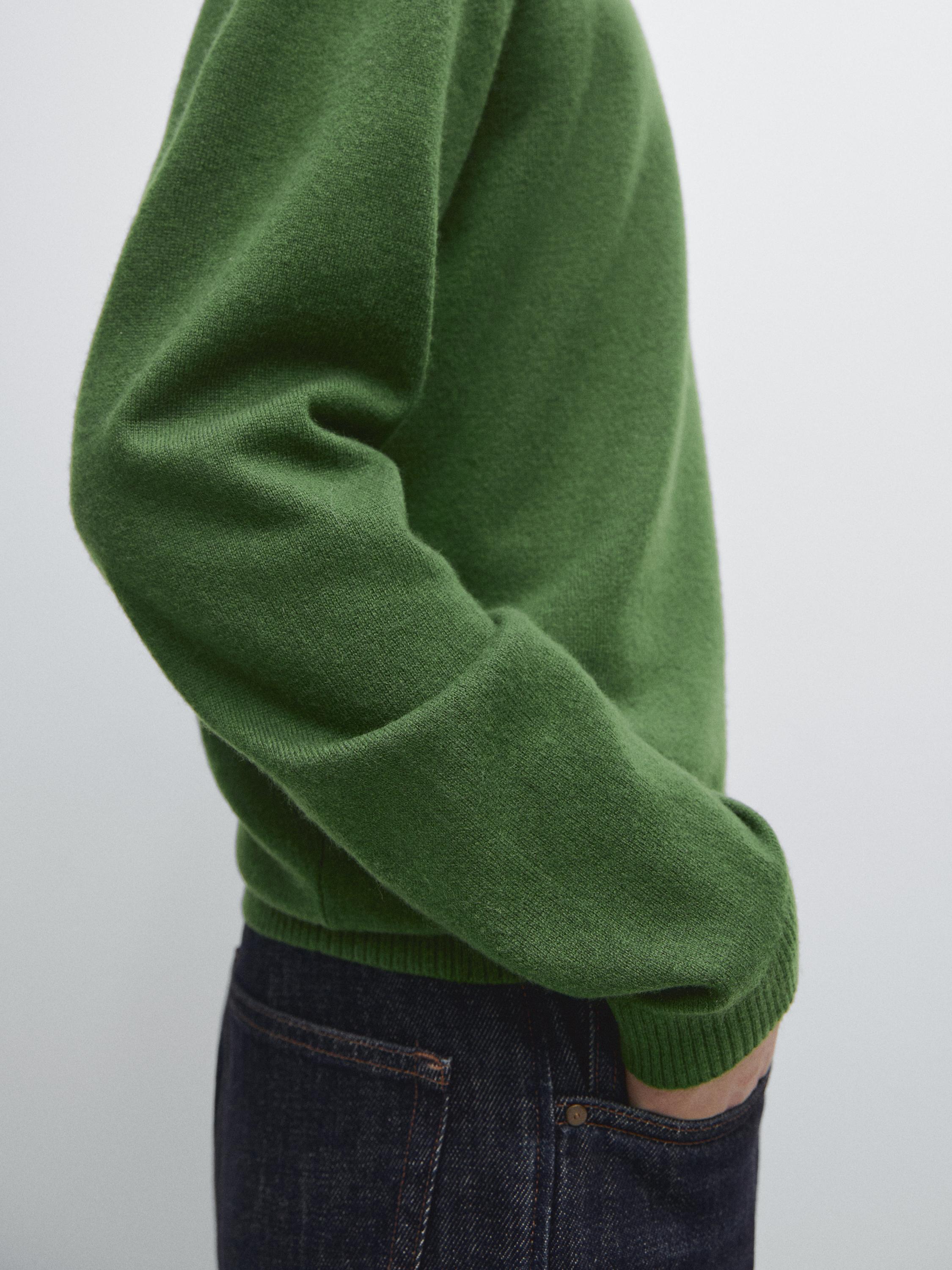 Wool blend crew neck knit sweater